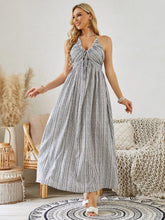 Load image into Gallery viewer, Bohemian Halter Maxi Dress - Women's Summer Striped Sleeveless Flowy Beach Dress
