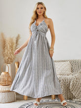Load image into Gallery viewer, Bohemian Halter Maxi Dress - Women's Summer Striped Sleeveless Flowy Beach Dress
