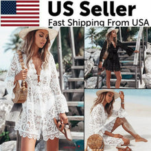 Load image into Gallery viewer, Boho Lace Maxi Beach Cover-Up Dress
