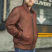 Load image into Gallery viewer, Moto Bomber - Men's Leather Jacket
