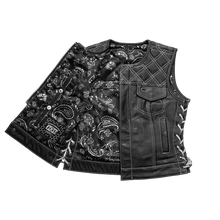 Load image into Gallery viewer, Bonnie - Women's Motorcycle Leather Vest - Diamond Quilt

