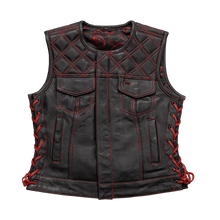 Load image into Gallery viewer, Bonnie - Women's Motorcycle Leather Vest - Diamond Quilt
