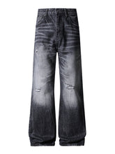 Load image into Gallery viewer, BLACK DISTRESSED BOOTCUT DENIM
