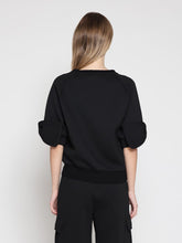 Load image into Gallery viewer, Bow detail sleeve round neck solid top
