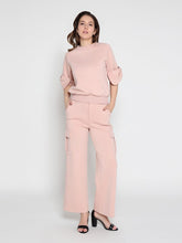 Load image into Gallery viewer, Bow detail sleeve round neck solid top

