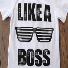 Load image into Gallery viewer, Boys' Short Sleeve Letter T-Shirt &amp; Denim Shorts Set - # BAAA51210050 &amp; BOAA11310009
