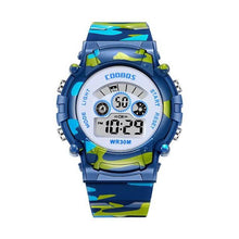 Load image into Gallery viewer, Boys Sports Military Kids Digital Watches Student Childrens Watch Fashion Luminous Led Alarm Camouflage Green Waterproof 7 Color Led Backlight Multifuction Wristwatch For Boys Girls
