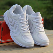 Load image into Gallery viewer, Breathable Fashion Women Sneakers White Women Casual Shoes Athletic Road Running Mesh Breathable Casual Sneakers Lace Up Comfort Sports Student Fashion Tennis Sneakers
