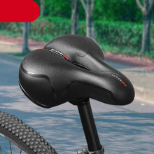 Load image into Gallery viewer, Breathable Leather Bicycle Saddle Cushion Comfortable Anti Slip And Weat Road Bike Sponge Filled Shockproof Bike Seat For Men Women Memory Foam Soft Bicycle Seats Cushion Dual Shock Absorbing Wide Bicycle Seat Replacement For Mountain Bike Road Bike
