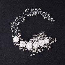 Load image into Gallery viewer, Bridal Wedding Crystal Bride Hair Accessories Pearl Flower Headband Handmade Hairband Beads Decoration Hair Comb Gorgeous Hair Accessories For Women
