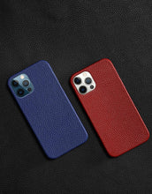 Load image into Gallery viewer, Bright Orange Mobile Phone Case With Coated Leather Case Protective Slim Phone Case Cowhide Genuine Leather Phone Case for iPhone 14 13 Pro Max Luxury Back Cover
