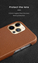 Load image into Gallery viewer, Bright Orange Mobile Phone Case With Coated Leather Case Protective Slim Phone Case Cowhide Genuine Leather Phone Case for iPhone 14 13 Pro Max Luxury Back Cover
