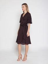 Load image into Gallery viewer, Brown polka dot wrap dress

