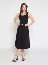 Load image into Gallery viewer, Buckle Belted Square Neck  A-Line Sleeveless Dress
