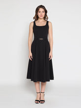 Load image into Gallery viewer, Buckle Belted Square Neck  A-Line Sleeveless Dress
