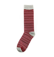 Load image into Gallery viewer, Burgundy and White Striped Socks
