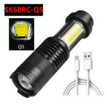 Load image into Gallery viewer, Built in battery XP-G Q5 Zoom Focus Mini led Flashlight Torch Lamp Lantern 2000 Lumen Adjustable Penlight Waterproof T6 light  Focus IP65 Water-Resistant Portable for Indoor and Outdoor Camping Hiking
