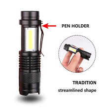 Load image into Gallery viewer, Built in battery XP-G Q5 Zoom Focus Mini led Flashlight Torch Lamp Lantern 2000 Lumen Adjustable Penlight Waterproof T6 light  Focus IP65 Water-Resistant Portable for Indoor and Outdoor Camping Hiking
