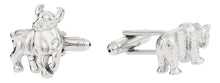 Load image into Gallery viewer, Mens Bull &amp; Bear Cufflinks - Wall Street Finance Cufflink Gift Idea - Includes Travel Box
