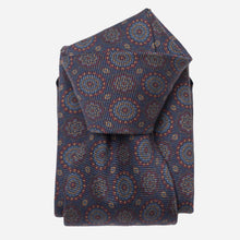 Load image into Gallery viewer, Moretti - Printed Madder Silk Tie - Navy &amp; Burgundy
