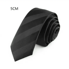 Load image into Gallery viewer, Business Black Skinny Ties Polyester Silk Necktie For Men Washable Formal Office Simple Design Necties Solid Color Skinny Tie Slim Necktie For Men
