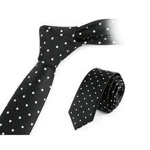 Load image into Gallery viewer, Business Black Skinny Ties Polyester Silk Necktie For Men Washable Formal Office Simple Design Necties Solid Color Skinny Tie Slim Necktie For Men
