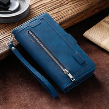 Load image into Gallery viewer, Business Blue New Cards Flip Leather Case For iPhone 14 13 12 11 Pro Max 10 X 6 6s 7 8 Plus XR XS Max Multifunctional Wallet Phone Case  Multi-Card Wallet Leather iphone Case
