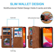 Load image into Gallery viewer, Business Blue New Cards Flip Leather Case For iPhone 14 13 12 11 Pro Max 10 X 6 6s 7 8 Plus XR XS Max Multifunctional Wallet Phone Case  Multi-Card Wallet Leather iphone Case
