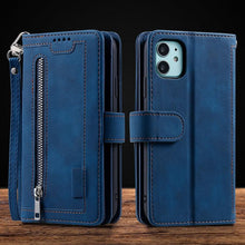 Load image into Gallery viewer, Business Blue New Cards Flip Leather Case For iPhone 14 13 12 11 Pro Max 10 X 6 6s 7 8 Plus XR XS Max Multifunctional Wallet Phone Case  Multi-Card Wallet Leather iphone Case
