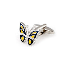 Load image into Gallery viewer, Butterfly Cufflinks - Blue Yellow
