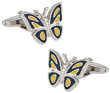 Load image into Gallery viewer, Butterfly Cufflinks - Blue Yellow
