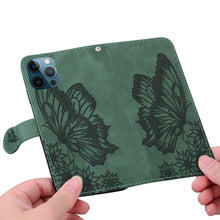 Load image into Gallery viewer, Butterfly Leather Flip Cover For iPhone 14  X XS XR 13 12 11 Pro Max 12 MINI Phone Wallet Case PU Leather Wallet Case Butterfly Flower Pattern Design Magnetic Flip Case Shockproof Protective Cover
