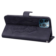 Load image into Gallery viewer, Butterfly Leather Flip Cover For iPhone 14  X XS XR 13 12 11 Pro Max 12 MINI Phone Wallet Case PU Leather Wallet Case Butterfly Flower Pattern Design Magnetic Flip Case Shockproof Protective Cover
