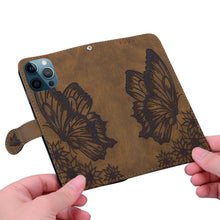 Load image into Gallery viewer, Butterfly Leather Flip Cover For iPhone 14  X XS XR 13 12 11 Pro Max 12 MINI Phone Wallet Case PU Leather Wallet Case Butterfly Flower Pattern Design Magnetic Flip Case Shockproof Protective Cover
