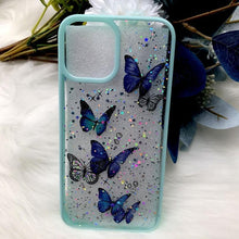Load image into Gallery viewer, Butterfly Phone Case for iPhone 14 Pro Max 13 12 11 XS XR X 7 8 plus Glitter Clear Covers Bracelet With Lady Pendant Non Moving Dry Fixed Glitter Luxury Shiny Butterfly Wrist Bracelet Chain Soft Silicone Case For Smartphone
