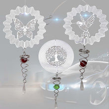 Load image into Gallery viewer, Butterfly Wind Spinner Hanging With Gazing Ball Spiral Tail 3D Metal Rotating Outdoor Stainless Steel Butterfly Metal Wind Chime Christmas Pendant Hanging Spiral Wind-chimes Garden Yard Home Decor
