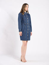 Load image into Gallery viewer, Button-Down Denim Shirt Dress
