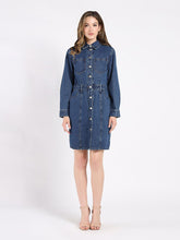 Load image into Gallery viewer, Button-Down Denim Shirt Dress
