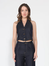 Load image into Gallery viewer, Button down halter neck sleeveless vest

