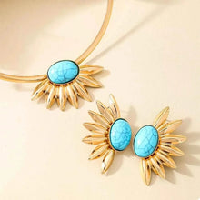 Load image into Gallery viewer, Turquoise Sunflower : Necklace and Earrings Jewelry Set
