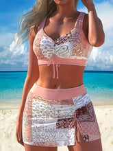 Load image into Gallery viewer, Women's Lace-Up V-Neck Tankini Swimsuit Set
