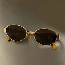Load image into Gallery viewer, Vintage Oval Sunglasses – Light Luxury Gold &amp; Silver Frame
