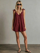 Load image into Gallery viewer, Women's V-Neck Sleeveless Jumpsuit – Cardigan Strap Cropped Straight-Leg
