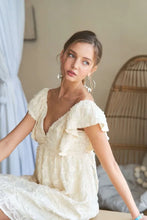 Load image into Gallery viewer, Tie Back V-Neck Ruffle Sleeve Summer Dress For Women – Elegant, Chic &amp; Trendy V-Neck Fluttering Dress with Ruffles &amp; Tie Detail

