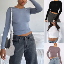 Load image into Gallery viewer, Slim Fit Long Sleeve Shirt | Women's Casual Crop Tops

