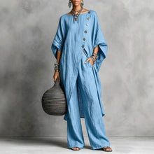 Load image into Gallery viewer, Women's Drop Shoulder Three-Quarter Sleeve Irregular Shirt &amp; Pants Set
