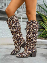 Load image into Gallery viewer, Cowboy Leopard Point Toe : Block Heels Boots
