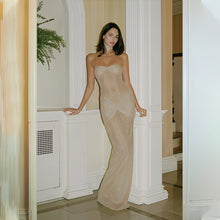 Load image into Gallery viewer, Lightly Chest-wrapped Sequins Slightly Transparent Fishtail Gown Dress

