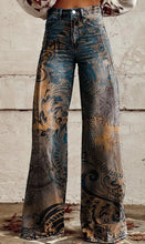 Load image into Gallery viewer, Women's Printed Flare Pants – Mid-Waist Full Length Plus Size

