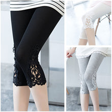 Load image into Gallery viewer, Women’s Lace Trim Stretch Leggings – Fashion Bottoming Pants
